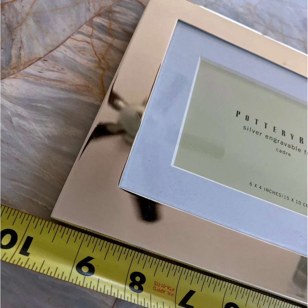 Pottery Barn Silver Engravable Picture Frame 4x6 High Polish Tabletop Wall Decor